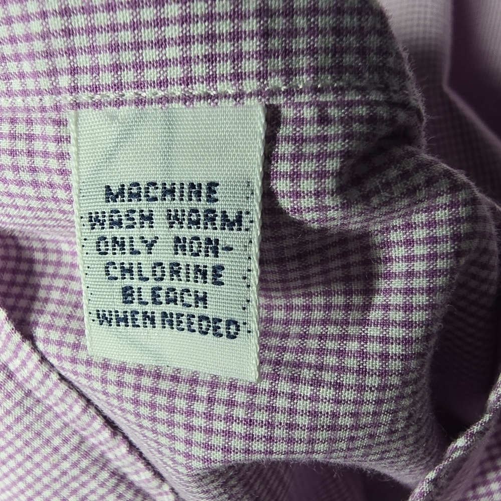 Ralph Lauren Dress Shirt Men 16.5 32/33 Purple Gingham Long Sleeve Green Pony - Picture 6 of 6